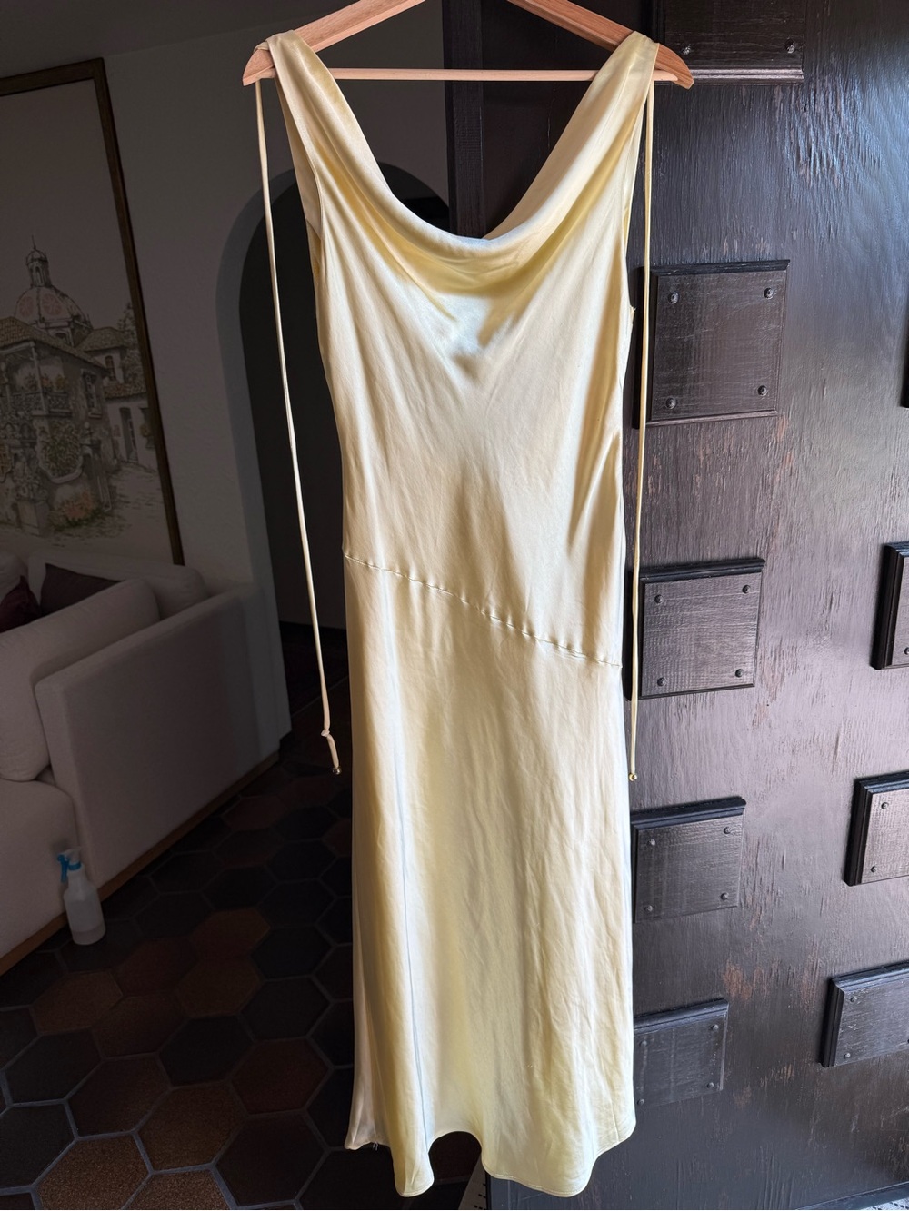 Elegant Cream Cowl-Neck Slip Dress